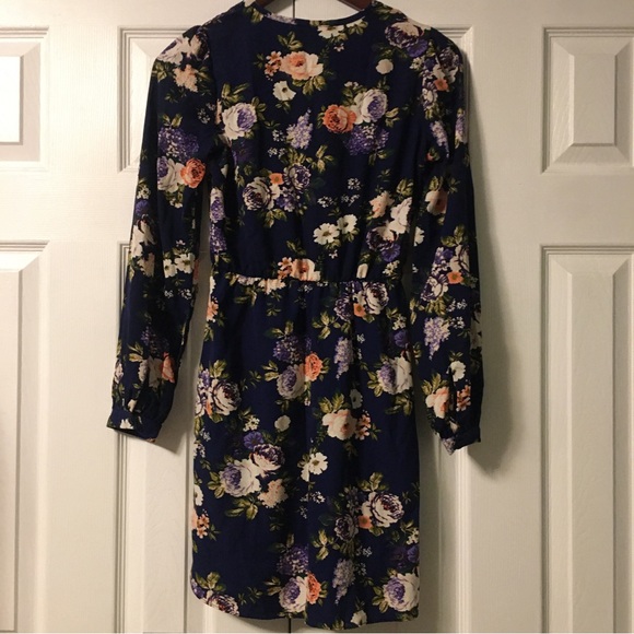 LULU'S That's a Wrap Navy Blue Floral Print Dress - Picture 8 of 11